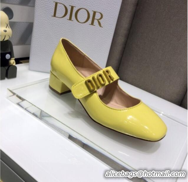 Best Product Dior Patent Calfskin Mary Janes Pumps 042750 Yellow 2021