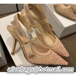 Buy Luxury Dior J'Adior Slingback Pumps/Ballerinas Flats in Nude Beads Mesh Embroidery 042756