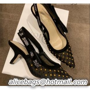 Low Price Dior J'Adior Slingback Pumps 6.5cm in Crystal Mesh Embroidery 042758 Black/Yellow