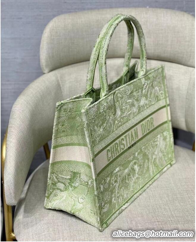 Trendy Design SMALL DIOR BOOK TOTE Lime Toile de Jouy Reverse Embroidery M1296ZR