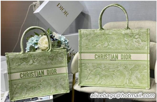 Trendy Design SMALL DIOR BOOK TOTE Lime Toile de Jouy Reverse Embroidery M1296ZR