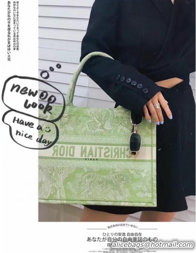 Trendy Design SMALL DIOR BOOK TOTE Lime Toile de Jouy Reverse Embroidery M1296ZR