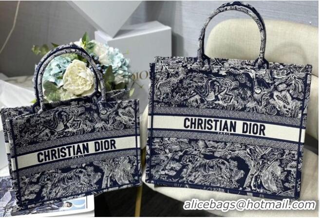 Unique Grade DIOR BOOK TOTE Blue Toile de Jouy Reverse Embroidery M1286ZR