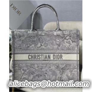 Most Popular DIOR BOOK TOTE Gray Toile de Jouy Reverse Embroidery M1286ZR