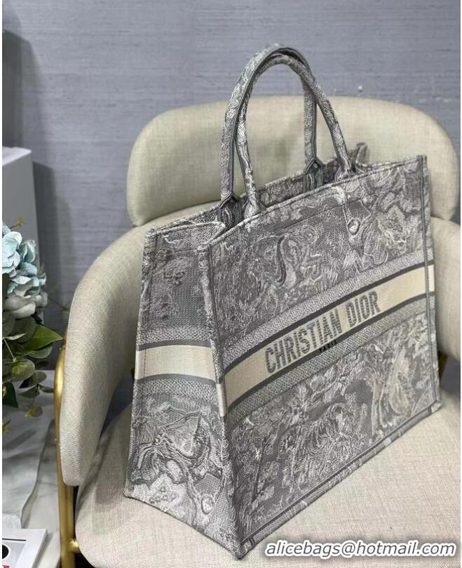 Most Popular DIOR BOOK TOTE Gray Toile de Jouy Reverse Embroidery M1286ZR