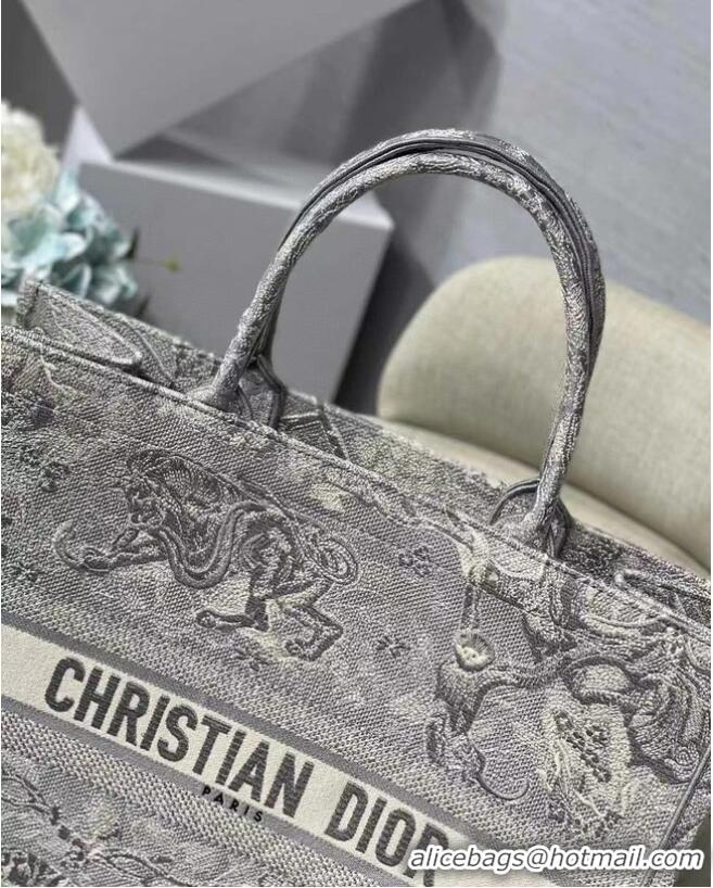 Most Popular DIOR BOOK TOTE Gray Toile de Jouy Reverse Embroidery M1286ZR