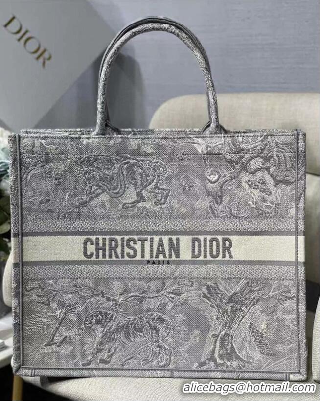 Most Popular DIOR BOOK TOTE Gray Toile de Jouy Reverse Embroidery M1286ZR