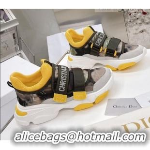 Good Quality Dior D-Wander Sneakers Yellow Camouflage Fabric 042880