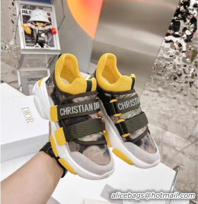 Good Quality Dior D-Wander Sneakers Yellow Camouflage Fabric 042880