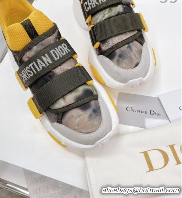 Good Quality Dior D-Wander Sneakers Yellow Camouflage Fabric 042880