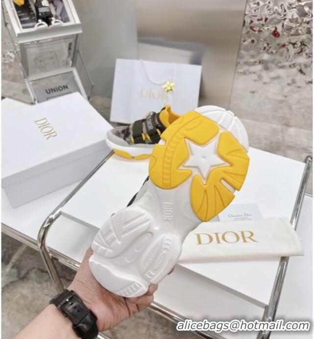 Good Quality Dior D-Wander Sneakers Yellow Camouflage Fabric 042880