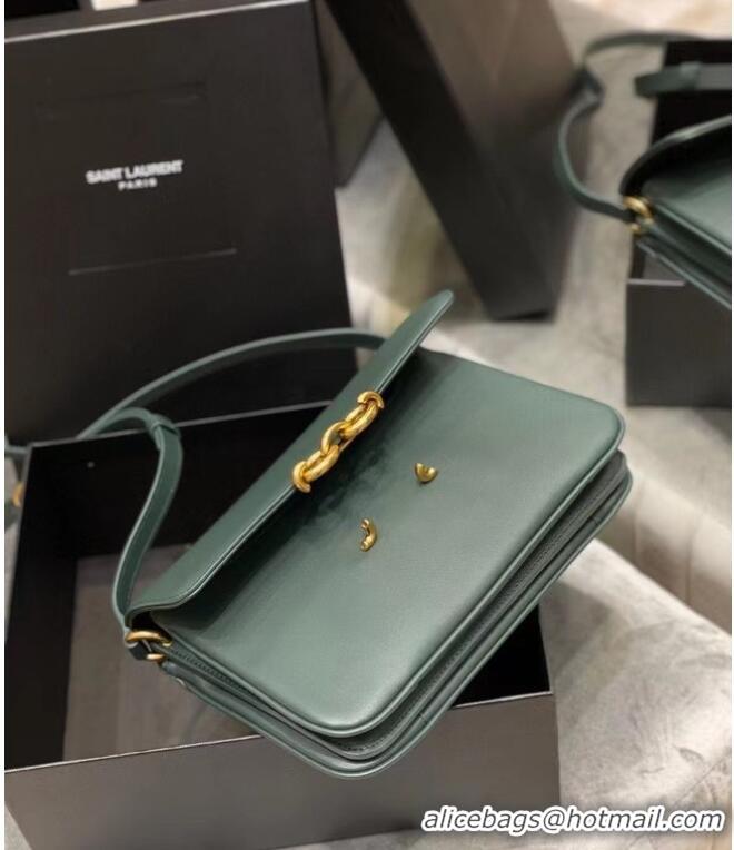 Pretty Style YSL LE MAILLON SATCHEL IN SMOOTH LEATHER 6497952 blackish green