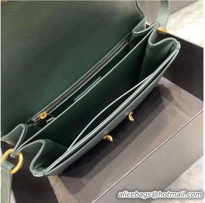 Pretty Style YSL LE MAILLON SATCHEL IN SMOOTH LEATHER 6497952 blackish green