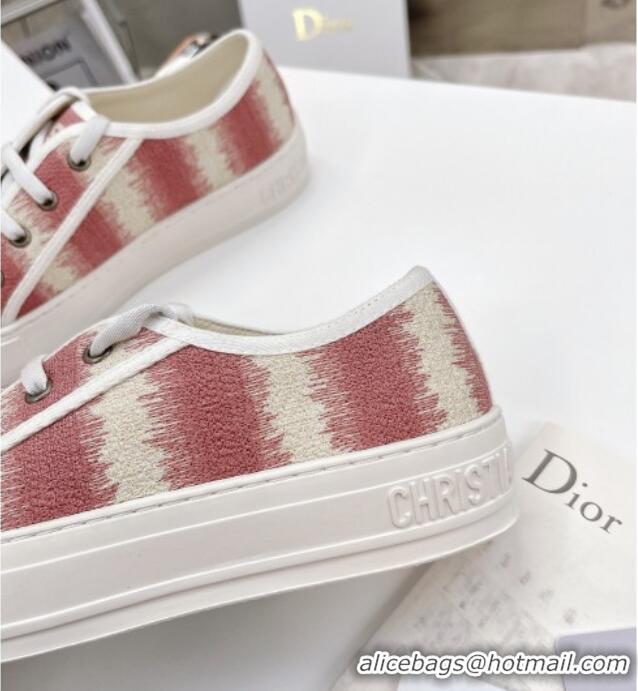 Custom Dior Walk'n'Dior Sneakers in Pink D-Stripes Embroidered Cotton 050601