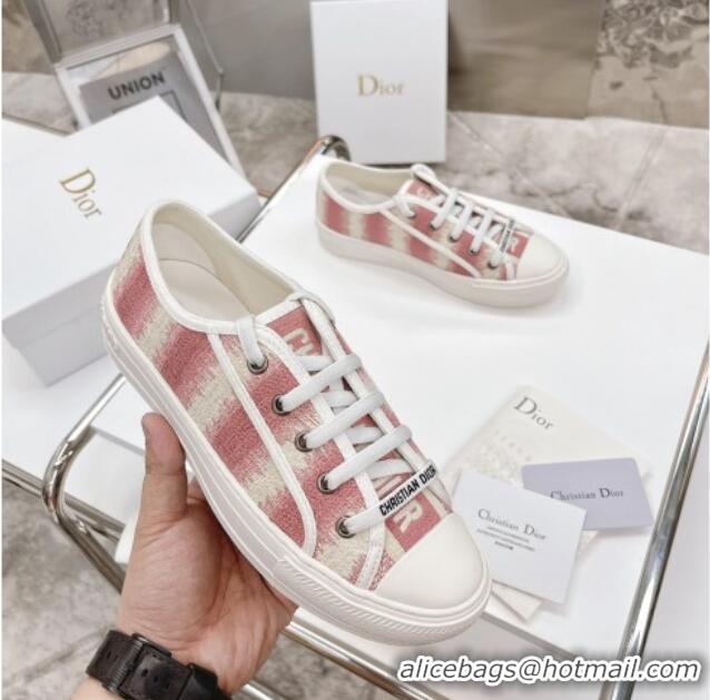 Custom Dior Walk'n'Dior Sneakers in Pink D-Stripes Embroidered Cotton 050601