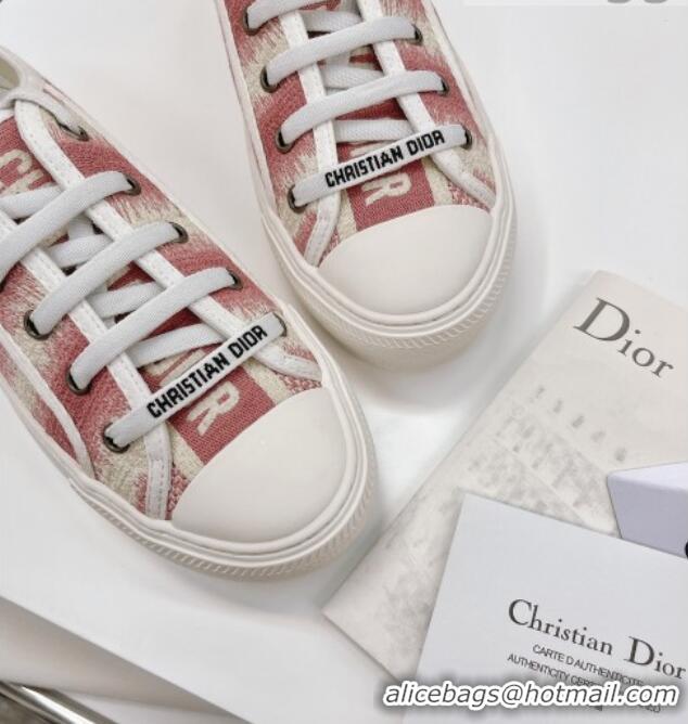 Custom Dior Walk'n'Dior Sneakers in Pink D-Stripes Embroidered Cotton 050601