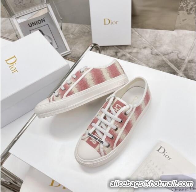 Custom Dior Walk'n'Dior Sneakers in Pink D-Stripes Embroidered Cotton 050601