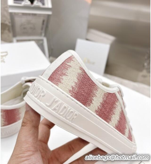 Custom Dior Walk'n'Dior Sneakers in Pink D-Stripes Embroidered Cotton 050601