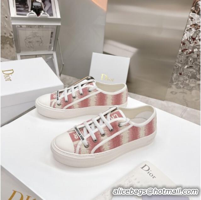 Custom Dior Walk'n'Dior Sneakers in Pink D-Stripes Embroidered Cotton 050601