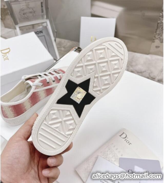 Custom Dior Walk'n'Dior Sneakers in Pink D-Stripes Embroidered Cotton 050601