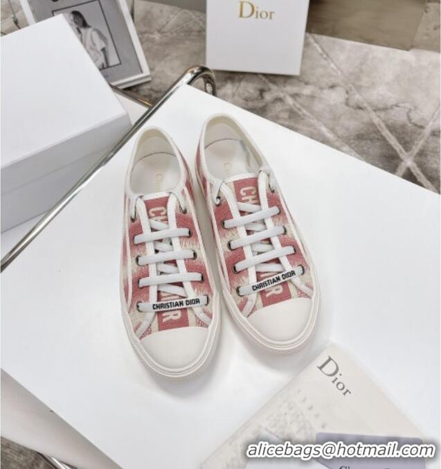 Custom Dior Walk'n'Dior Sneakers in Pink D-Stripes Embroidered Cotton 050601