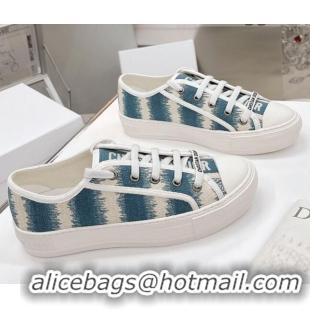 Best Price Dior Walk'n'Dior Sneakers in Deep Ocean Blue D-Stripes Embroidered Cotton 050601