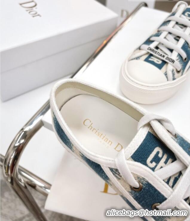 Best Price Dior Walk'n'Dior Sneakers in Deep Ocean Blue D-Stripes Embroidered Cotton 050601