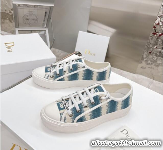 Best Price Dior Walk'n'Dior Sneakers in Deep Ocean Blue D-Stripes Embroidered Cotton 050601