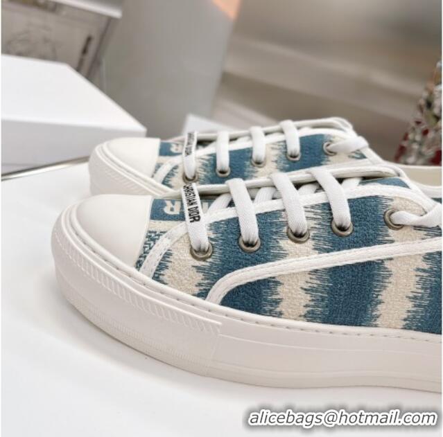 Best Price Dior Walk'n'Dior Sneakers in Deep Ocean Blue D-Stripes Embroidered Cotton 050601