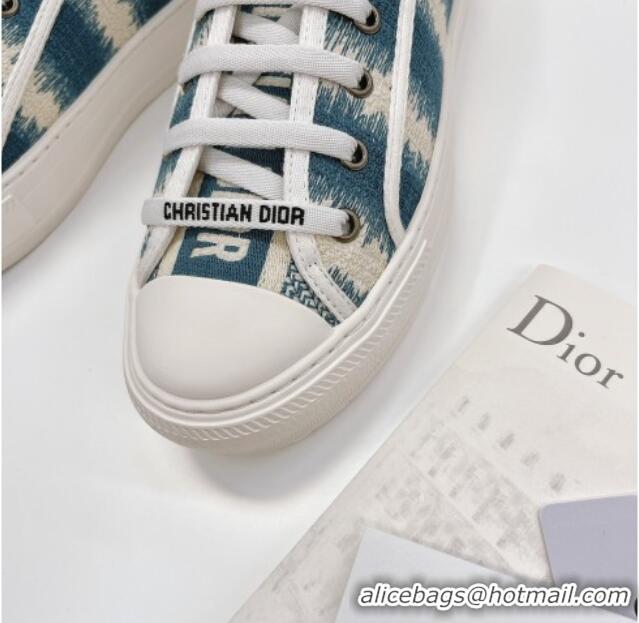 Best Price Dior Walk'n'Dior Sneakers in Deep Ocean Blue D-Stripes Embroidered Cotton 050601