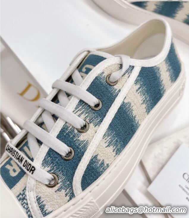 Best Price Dior Walk'n'Dior Sneakers in Deep Ocean Blue D-Stripes Embroidered Cotton 050601