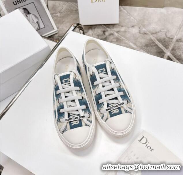 Best Price Dior Walk'n'Dior Sneakers in Deep Ocean Blue D-Stripes Embroidered Cotton 050601