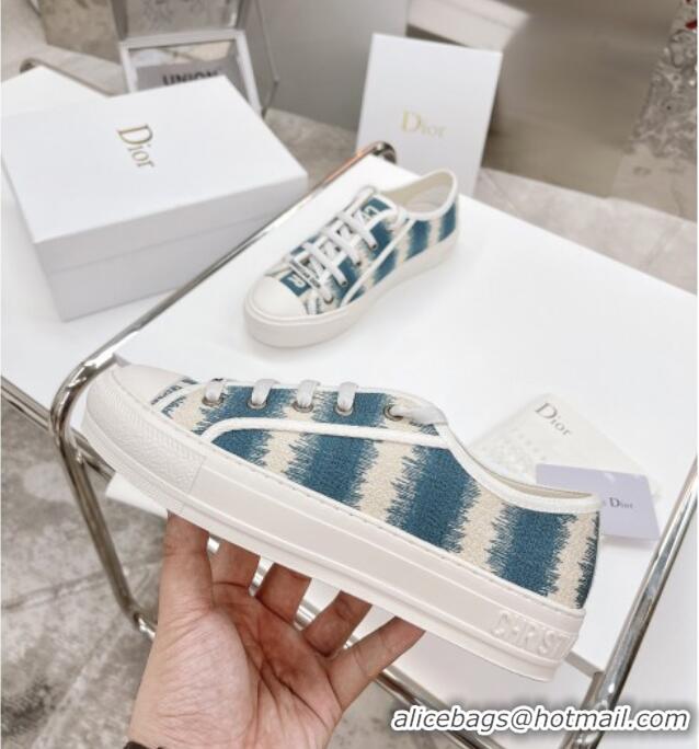 Best Price Dior Walk'n'Dior Sneakers in Deep Ocean Blue D-Stripes Embroidered Cotton 050601