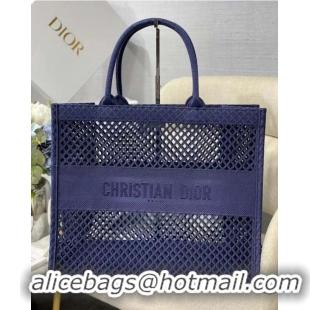 Promotional DIOR BOOK TOTE Blue Mesh Embroidery M1286ZW