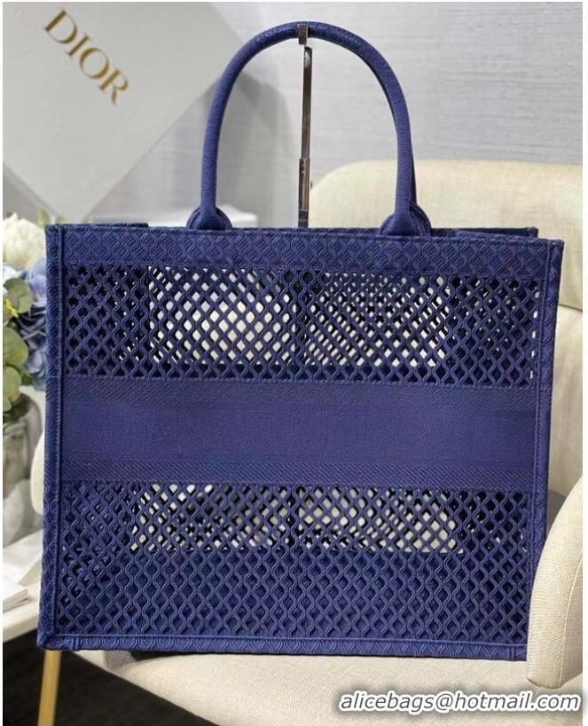 Promotional DIOR BOOK TOTE Blue Mesh Embroidery M1286ZW