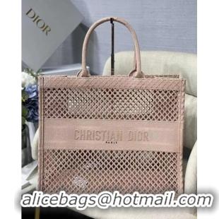 Buy Inexpensive DIOR BOOK TOTE Black Mesh Embroidery M1286ZW light pink