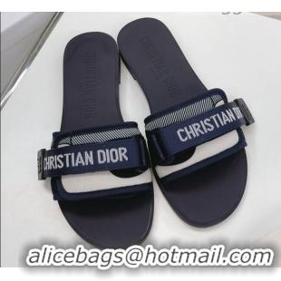 New Style Dior Dio(r)evolution Flat Slide Sandals 050621 Navy Blue