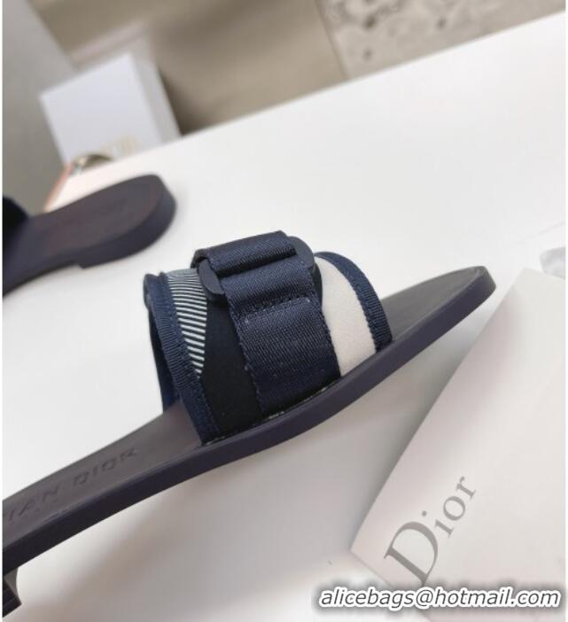 New Style Dior Dio(r)evolution Flat Slide Sandals 050621 Navy Blue