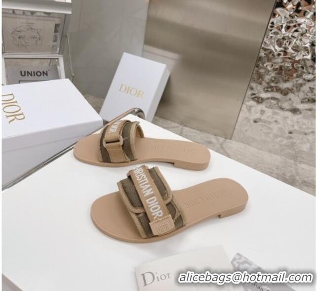 Best Luxury Dior Dio(r)evolution Flat Slide Sandals 050621 Beige