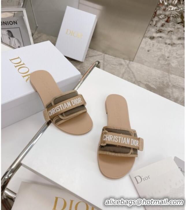 Best Luxury Dior Dio(r)evolution Flat Slide Sandals 050621 Beige