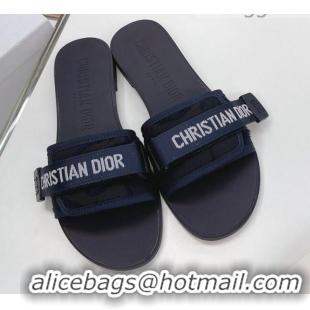 Top Quality Dior Dio(r)evolution Flat Slide Sandals 050621 Navy Blue/Black