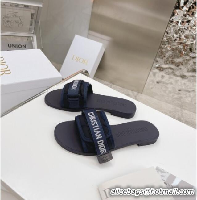 Top Quality Dior Dio(r)evolution Flat Slide Sandals 050621 Navy Blue/Black