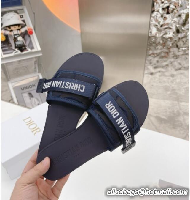 Top Quality Dior Dio(r)evolution Flat Slide Sandals 050621 Navy Blue/Black