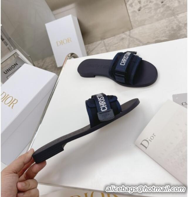 Top Quality Dior Dio(r)evolution Flat Slide Sandals 050621 Navy Blue/Black