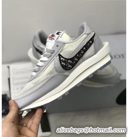 Unique Style Nike x Sacai x Dior Mesh Sneakers CD2271 Grey/White 2020(For Women and Men)