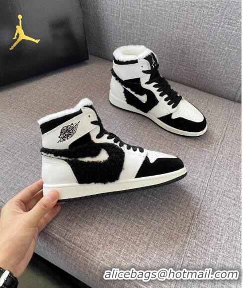 New Fashion Nike WMNS AJ1 High-Top Sneakers in Calfskin and Wool CD1162 White 2020