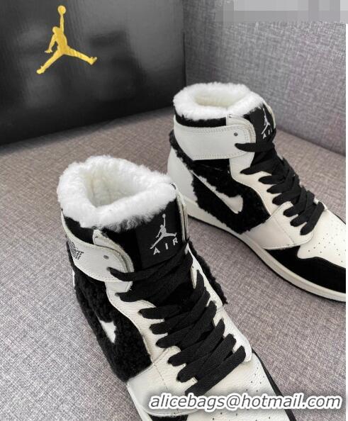 New Fashion Nike WMNS AJ1 High-Top Sneakers in Calfskin and Wool CD1162 White 2020