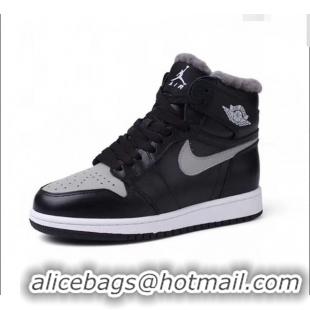 Well Crafted Nike WMNS AJ1 High-Top Sneakers in Calfskin and Wool CD1162 Black 2020