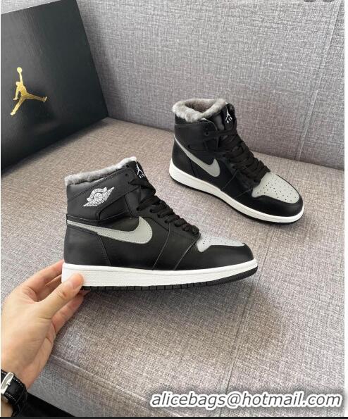 Well Crafted Nike WMNS AJ1 High-Top Sneakers in Calfskin and Wool CD1162 Black 2020