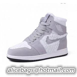 Super Quality Nike WMNS AJ1 High-Top Sneakers in Calfskin and Wool CD1162 Grey 2020